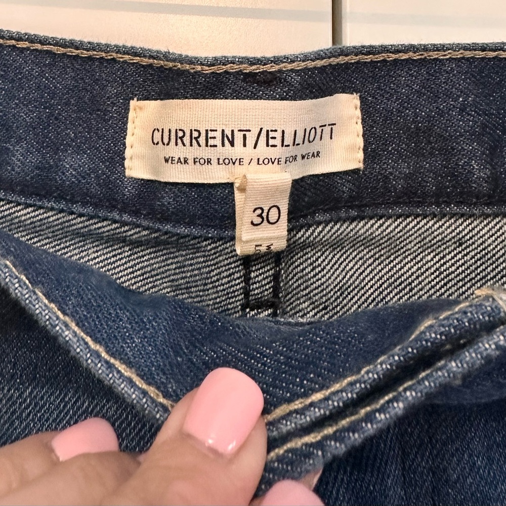 Current/Elliott Dark Blue Denim Shorts with High Waist Women’s Sz 30 NWOT - Picture 3 of 4